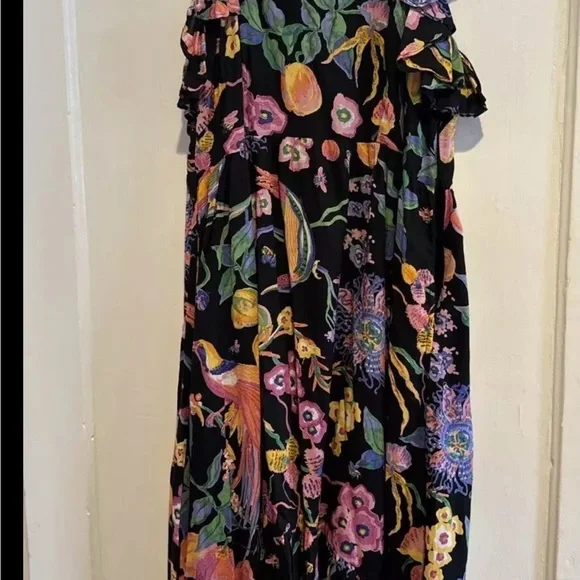 Banjanan Hannah Dress Large Eden Garden Black Print Viscose Maxi $400 Retail - Picture 3 of 9